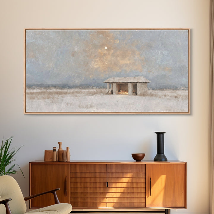 Heavenly Stillness – Framed Canvas Print – Christian Gifts – Christian Art – Jesus Art – Christian Canvas – Christian Decor – Christmas Art