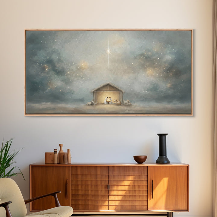 Desert Nativity – Framed Canvas Print – Jesus Art – Christian Gifts – Christian Decor – Christmas Art – Christian Canvas – Christian Art