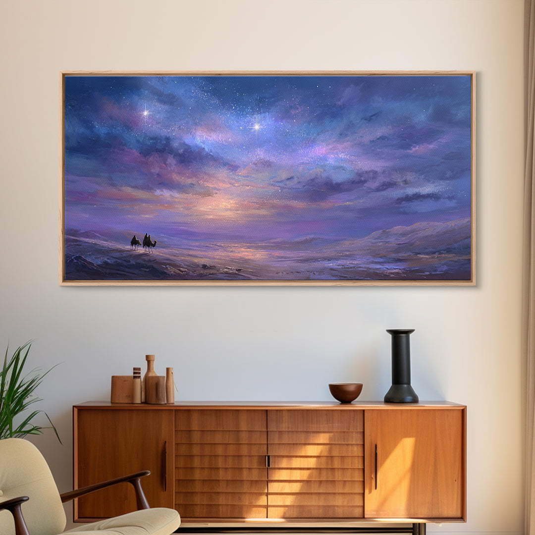Heavens of Promise, Framed Canvas Print, Christian Art Prints, Christmas Wall Art, Christian Christmas Art, Christian Painting, Modern Chri