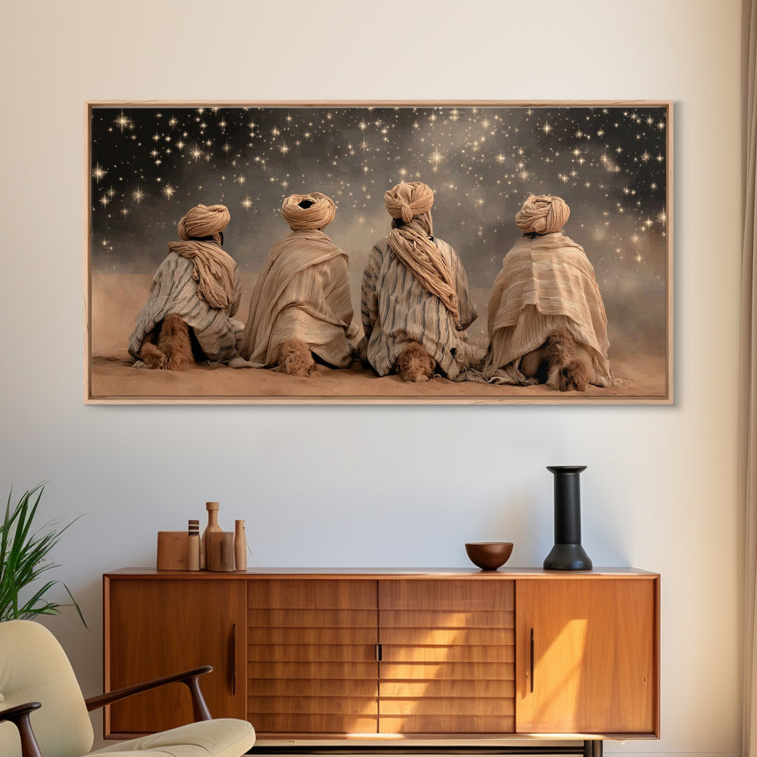 Night of Seeking Grace – Framed Canvas Print – Christian Art Canvas – Moody Christmas Art – Christian Wall Art – Christian Paintings – Chri