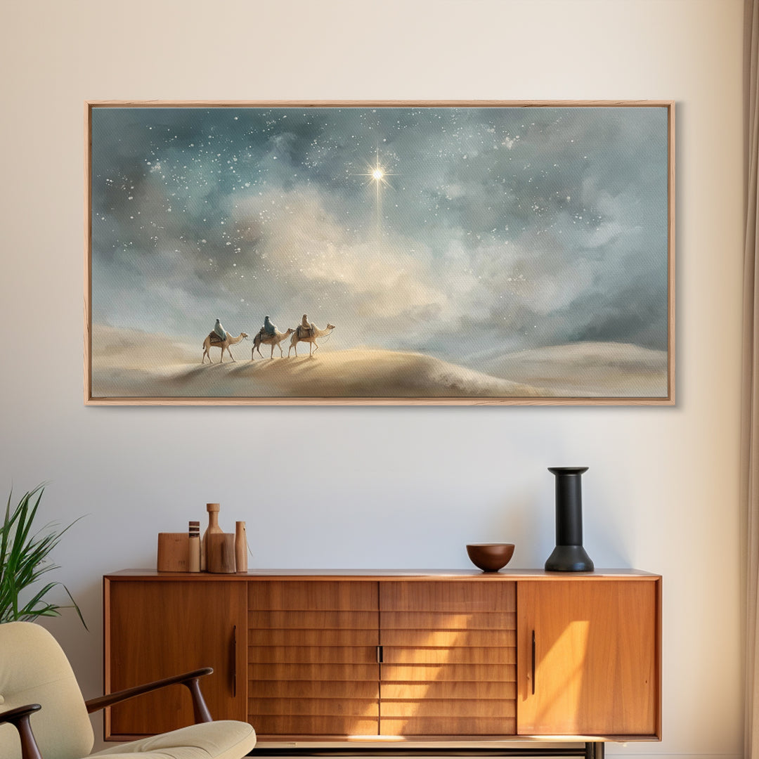 Desert Choir of Light – Framed Canvas Print – Christian Art – Christmas Wall Art – Christian Art Canvas – Christian Painting – Modern Chris