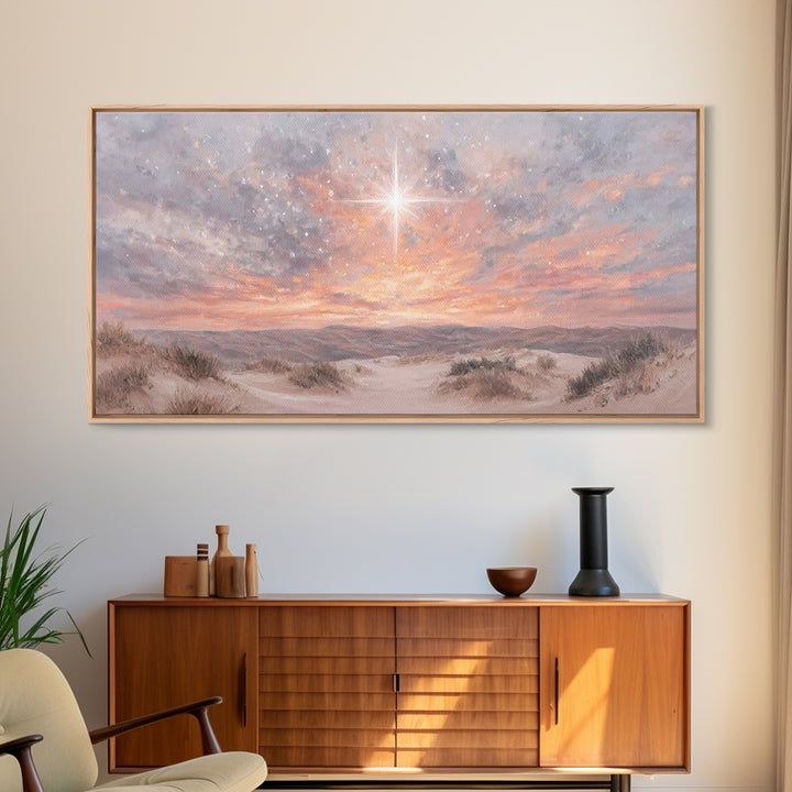 Morning Star Ascending, Framed Canvas Print, Christmas Wall Art, Christian Art Canvas, Christian Christmas Art, Christian Art Print, Moody