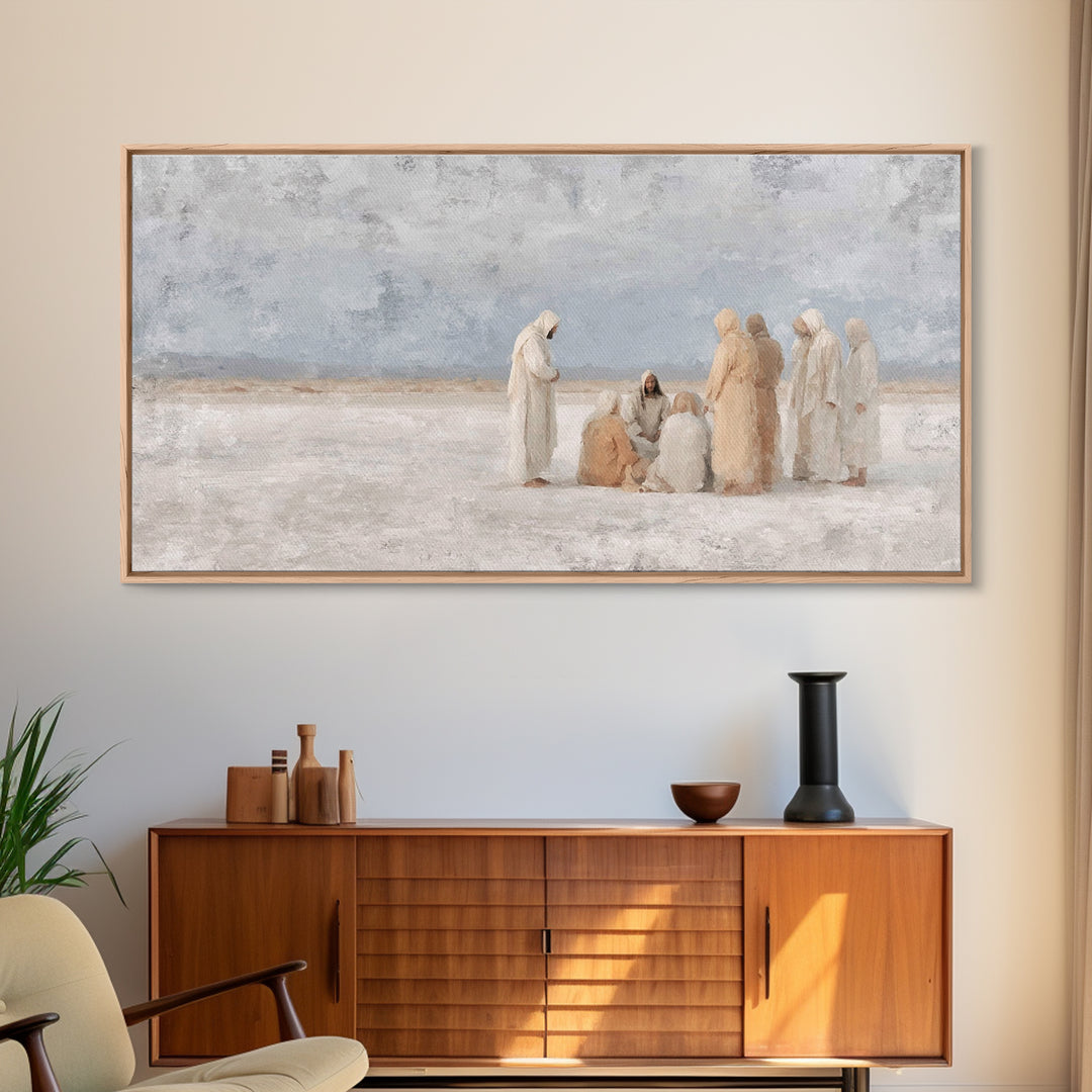 Teaching In Stillness, Framed Canvas Print, Christian Art Canvas, Christian Wall Art, Subtle Christian Paintings, Modern Christian Painting