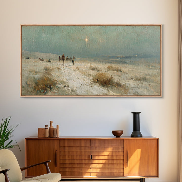 The Guiding Star – Framed Canvas Print – Christian Wall Art – Christmas Art – Jesus Painting – Christian Art Canvas – Christmas Wall Art