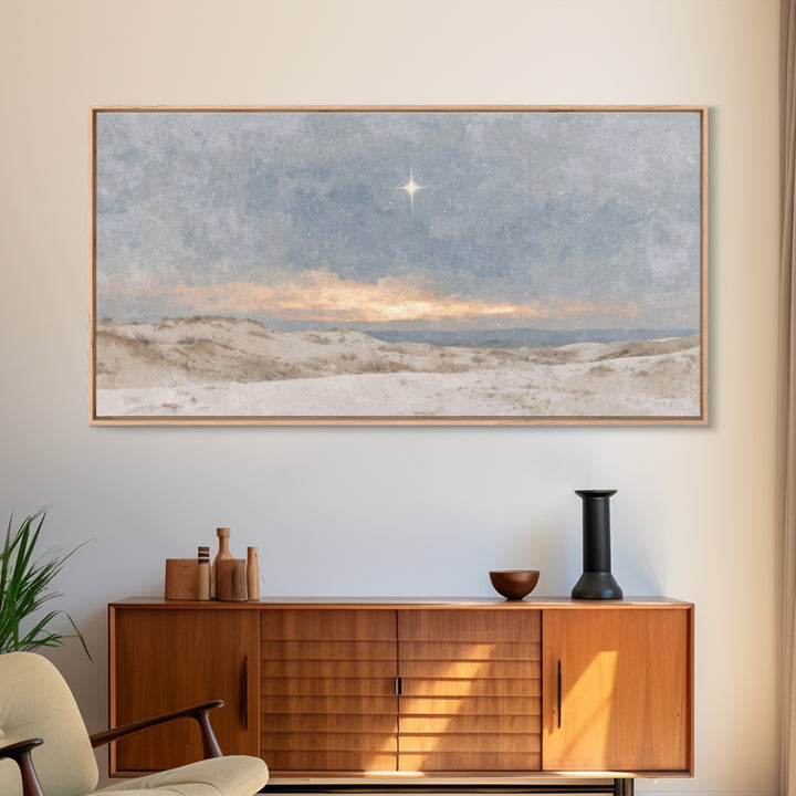 Holy Dawn Light | Framed Canvas Print | Christian Art Canvas | Christian Wall Art | Christmas Art | Jesus Painting | Christian Christmas Ar