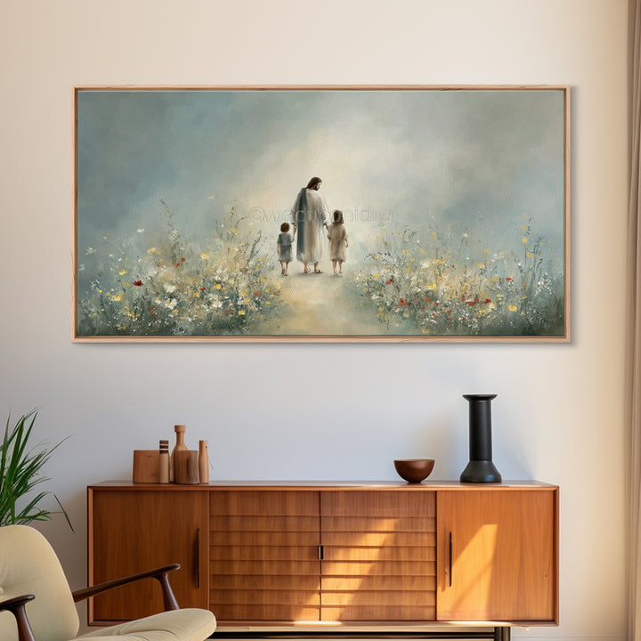 Walk in His Peace – Framed Canvas Print – Christian Art – Christian Wall Art – Jesus Painting – Christian Art Canvas – Christian Gift