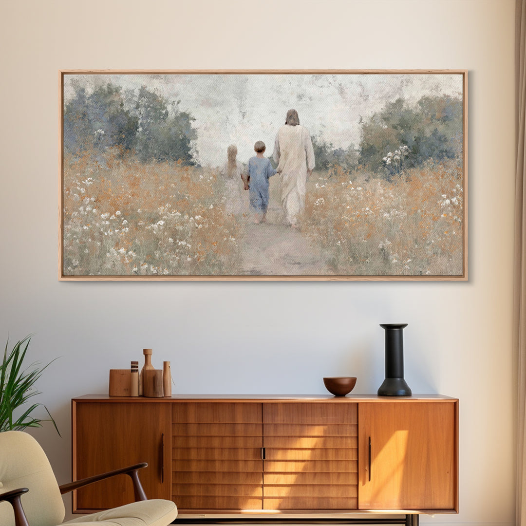 Path of Light, Framed Canvas Print, Christian Wall Art, Christian Art Canvas, Jesus Painting, Christian Art, Christian Christmas Art