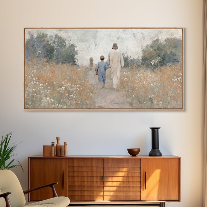 Path of Light, Framed Canvas Print, Christian Wall Art, Christian Art Canvas, Jesus Painting, Christian Art, Christian Christmas Art