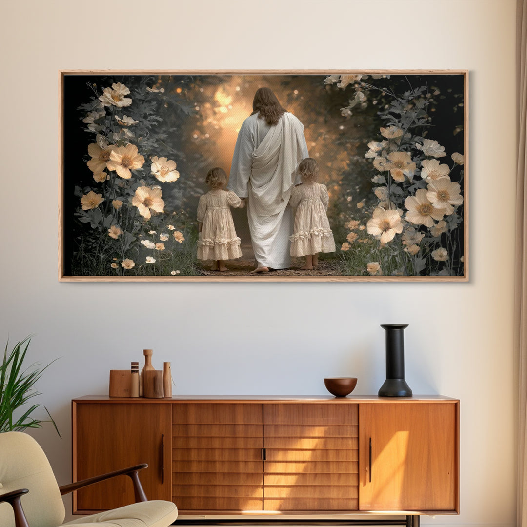 Garden Light Blessing, Framed Canvas Print, Jesus Painting, Christian Wall Art, Christian Art, Christian Art Canvas, Christian Gift