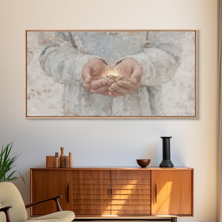 Hands of Mercy – Framed Canvas Print – Christian Art Canvas – Christian Wall Art – Christian Art – Jesus Painting – Christian Gift