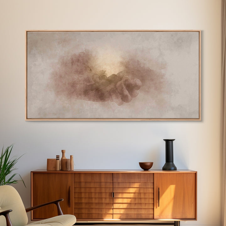 Grace in His Hands – Framed Canvas Print – Christian Art – Christian Art Canvas – Jesus Art Print – Christian Wall Art – Christian Gift