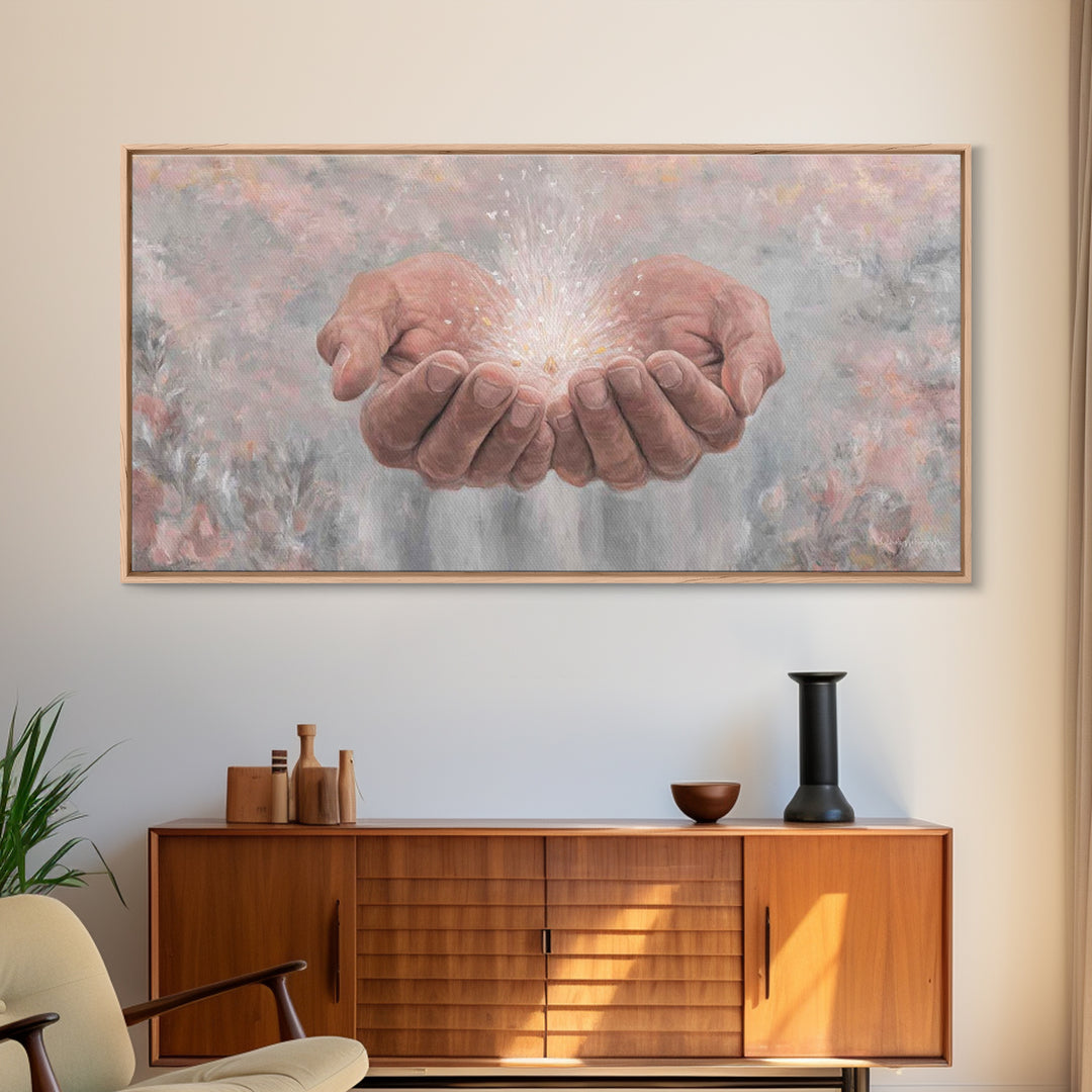 Blessing of Light – Framed Canvas Print – Christian Art Canvas – Christian Art Print – Christian Wall Art – Jesus Painting – Christian Deco