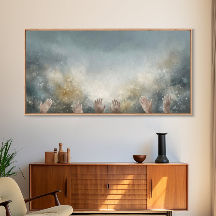 Glory Unveiled – Framed Canvas Print – Christian Wall Art – Subtle Christian Art – Christian Art Canvas – White Christmas Art