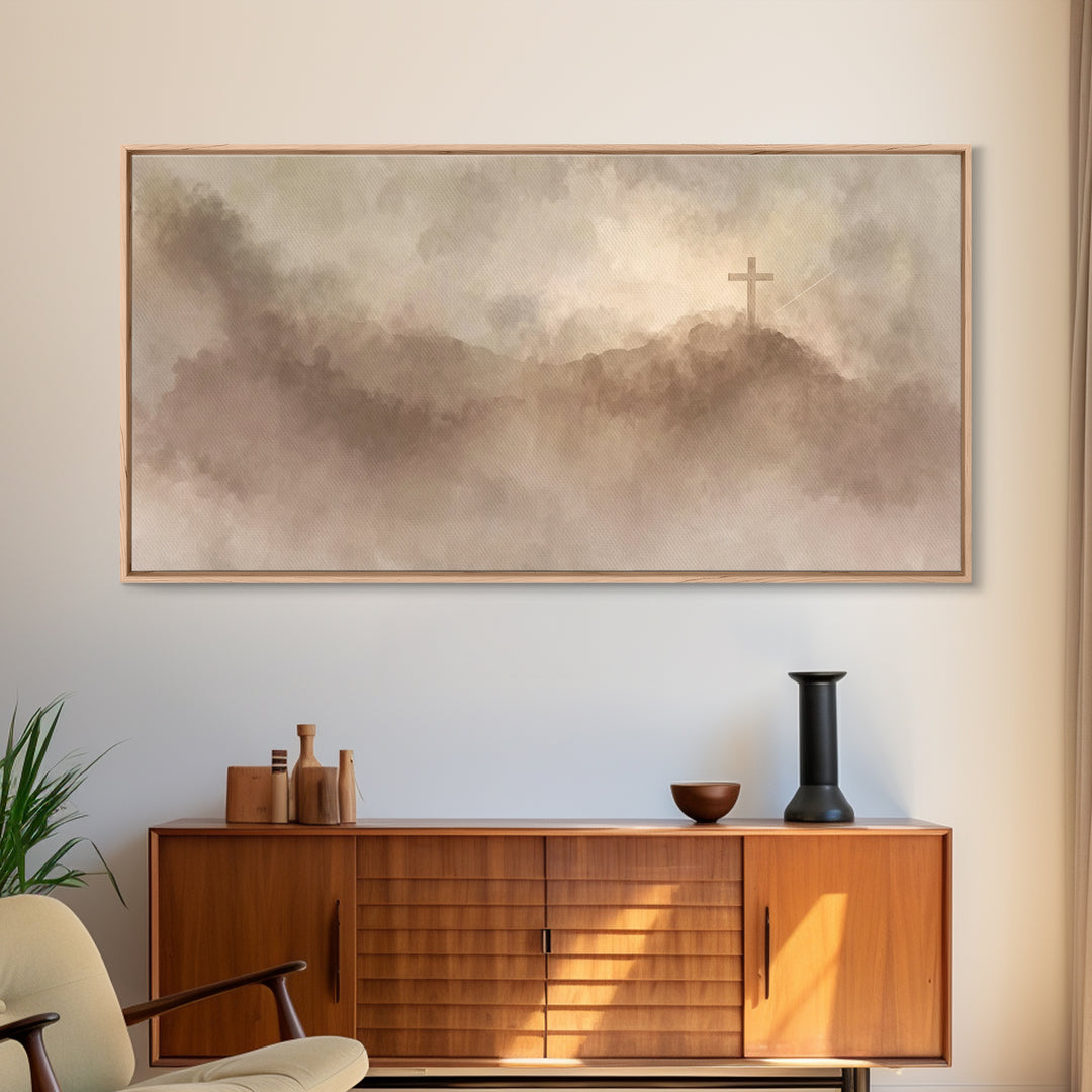 Silent Hilltop – Framed Canvas Print – Christian Art Canvas – Christian Wall Art – Subtle Christian Paintings – Christian Christmas Art