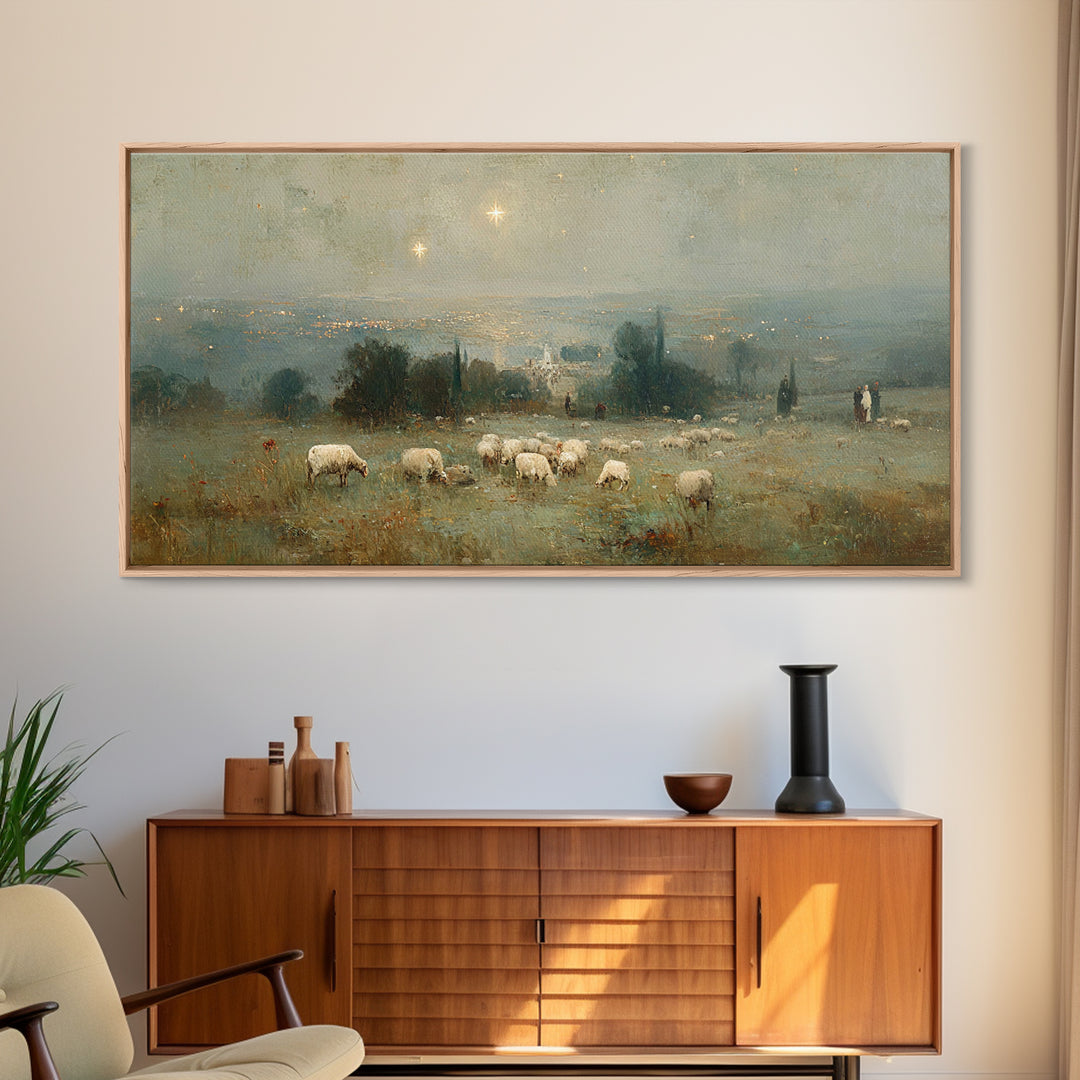 Shepherds Of Light – Framed Canvas Print – Christian Wall Art – Christian Art Canvas – Christmas Art Prints – Christian Christmas Decor