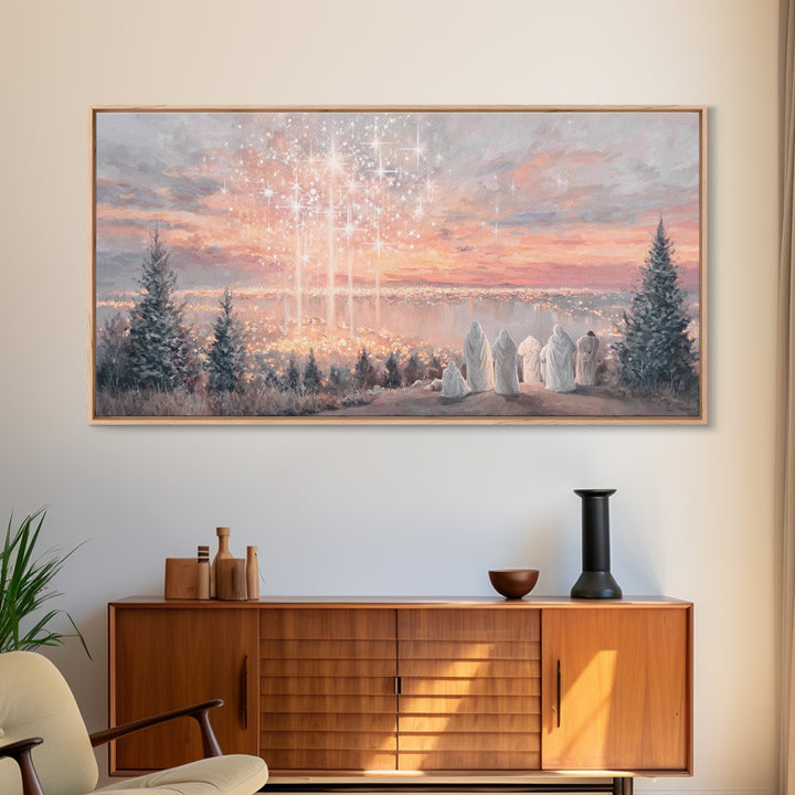 Angelic Horizon – Framed Canvas Print – Christian Art Canvas – Modern Christian Art – Christmas Wall Art – Christian Christmas Art