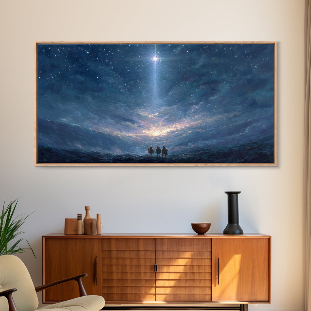 Star Of Wonder – Framed Canvas Print – Christian Wall Art – Christian Art Canvas – Blue Christian Art – Christian Christmas Art