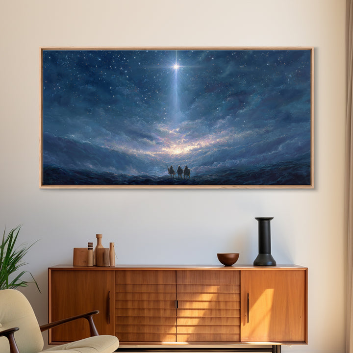 Star Of Wonder – Framed Canvas Print – Christian Wall Art – Christian Art Canvas – Blue Christian Art – Christian Christmas Art