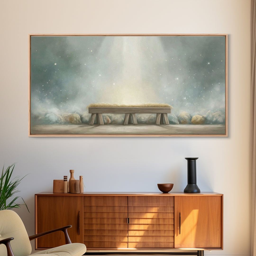 Humble Birth Stillness | Framed Canvas Print | Christian Art Canvas | Christian Wall Art | Christmas Art | Christian Decor