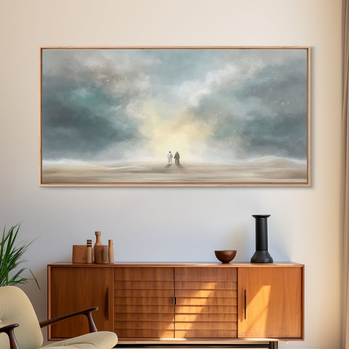 Heavenly Ascent – Framed Canvas Print – Christian Art Canvas – Christian Wall Art – Blue Christian Art – Christian Painting – Christian Gif