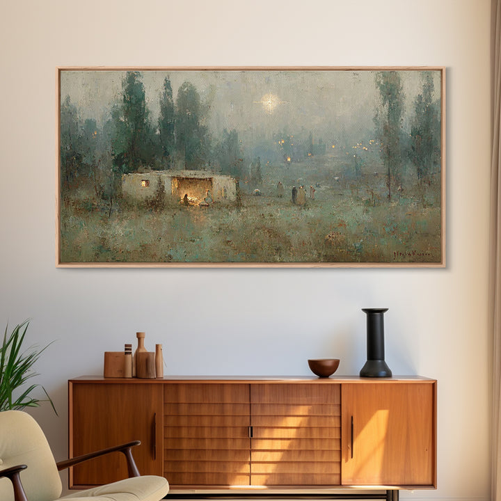 Bethlehem Evening Star, Framed Canvas Print, Christmas Art, Christian Wall Art, Christian Art Canvas, Christian Christmas Art