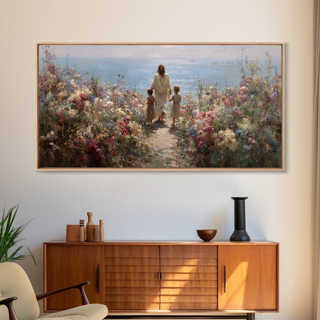 Garden Of His Love | Framed Canvas Print | Jesus Painting | Christian Wall Art | Christian Art Canvas | Christian Art