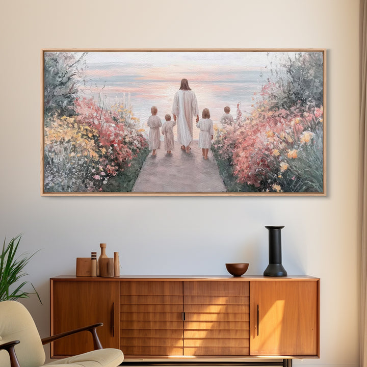 Path Of Peace, Framed Canvas Print, Jesus Painting, Christian Wall Art, Christian Art Canvas, Christian Art