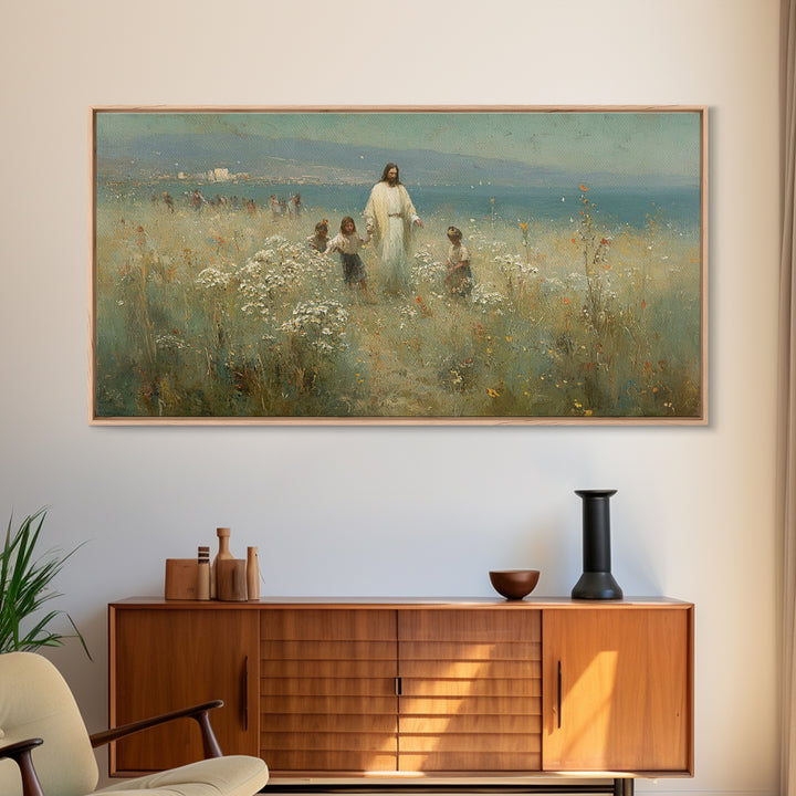 Garden Of Light – Framed Canvas Print – Christian Art Canvas – Jesus Painting – Christian Wall Art – Christian Christmas Art – Vintage Chri