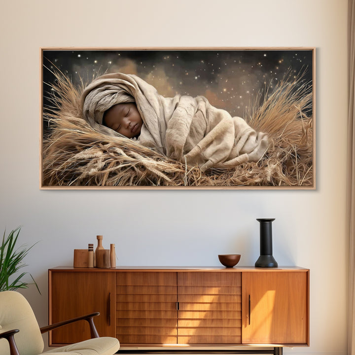Peaceful Nativity – Framed Canvas Print – Christmas Wall Art – Christian Christmas Art – Christian Art Canvas – Christmas Art Framed – Chri