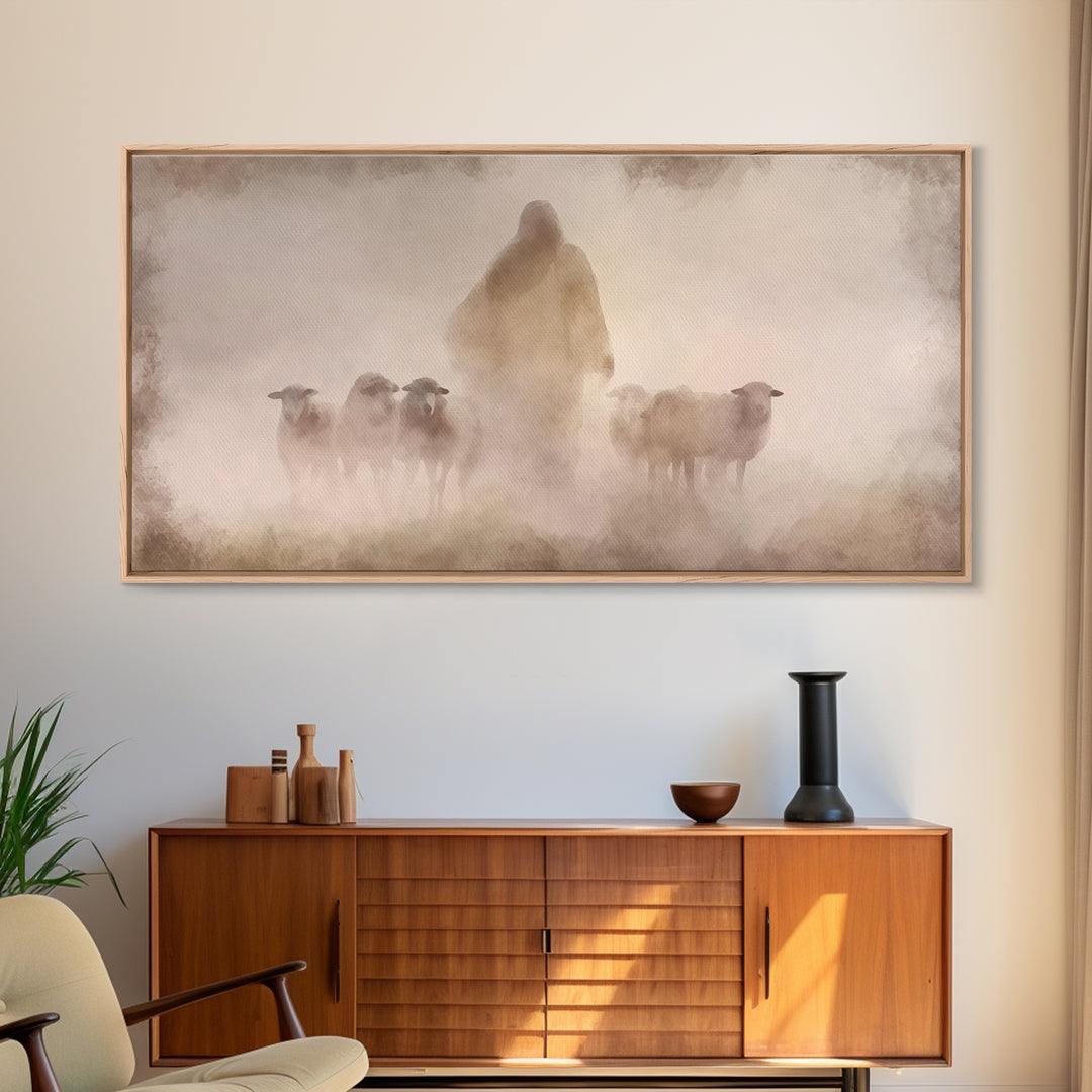 Shepherd’s Call – Framed Canvas Print – Christian Wall Art – Jesus Painting – Christian Art Canvas – Moody Christian Art – Christian Decor