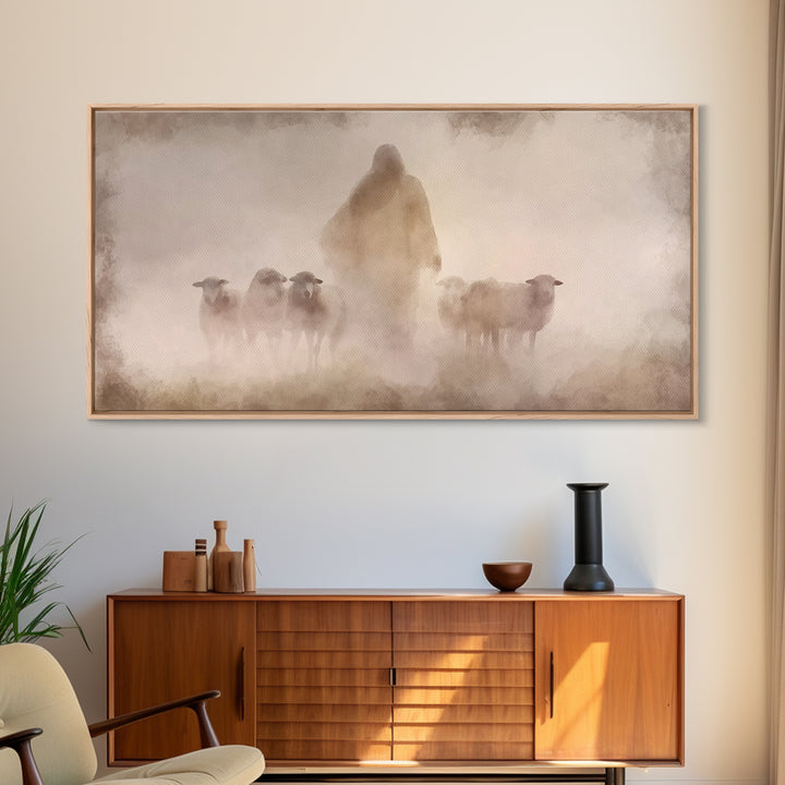 Shepherd’s Call – Framed Canvas Print – Christian Wall Art – Jesus Painting – Christian Art Canvas – Moody Christian Art – Christian Decor