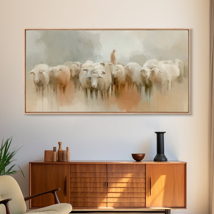 Gentle Pasture Grace, Framed Canvas Print, Christian Art Canvas, Jesus Painting, Christian Wall Art, Subtle Christian Art, Christmas Art Pr