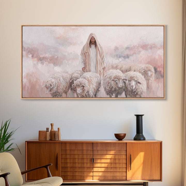 Shepherd’s Quiet Field – Framed Canvas Print – Christian Art Canvas – Christian Wall Art – Jesus Painting – Christian Christmas Art – Chris