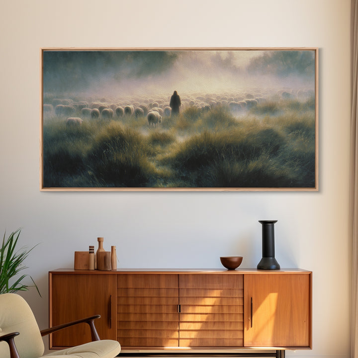 Graceful Flock Dawn – Framed Canvas Print – Jesus Painting – Christian Art Canvas – Christian Wall Art – Christmas Art Prints – Christian G
