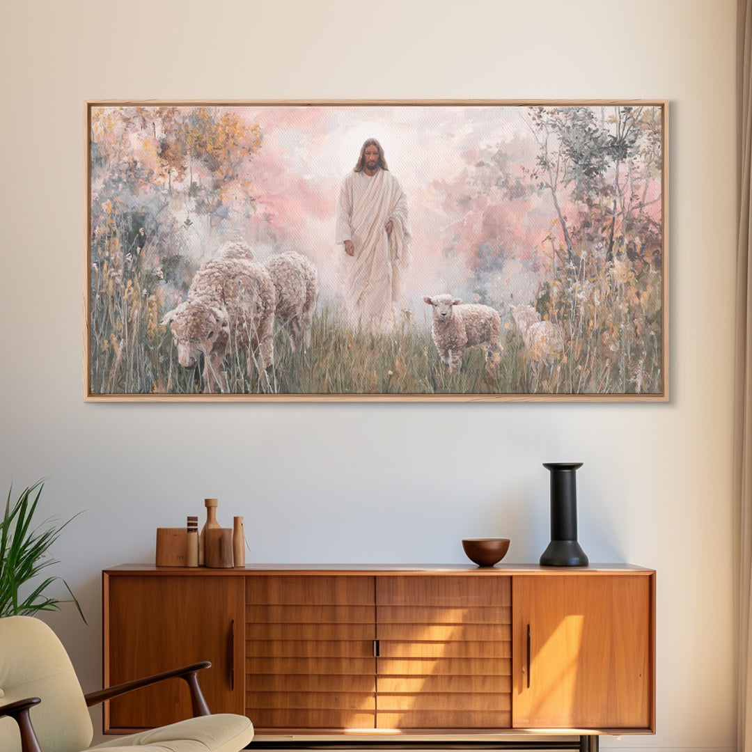 Radiant Shepherd Rising – Framed Canvas Print – Jesus Painting – Christian Wall Art – Christian Art Canvas – Christian Christmas Art – Mode