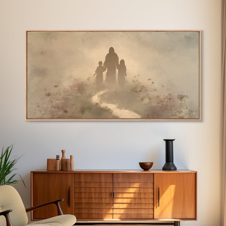 Path Of Peace – Framed Canvas Print – Christian Art Canvas – Christian Wall Art – Jesus Painting – Christian Art Print – Minimalist Christi