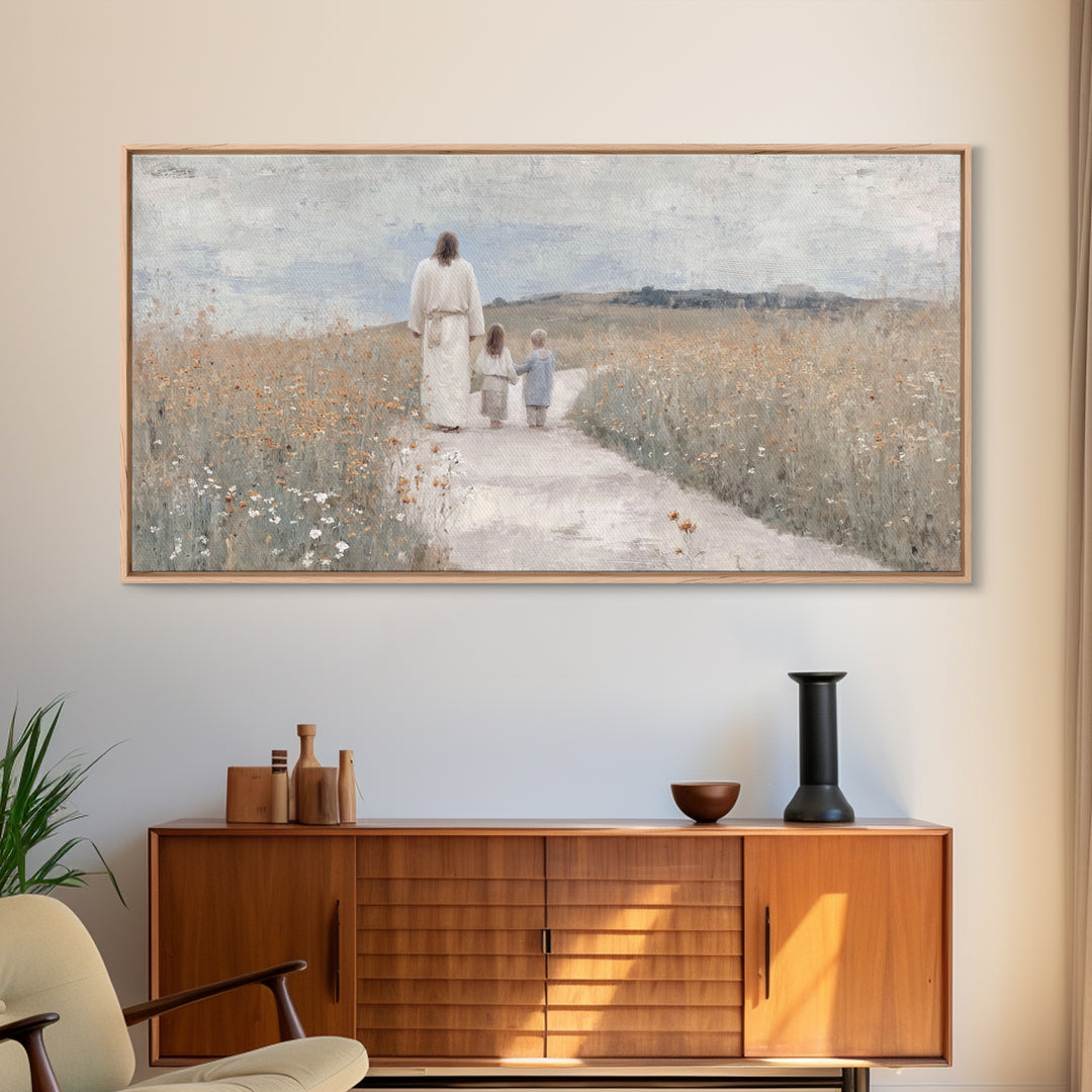 Wildflower Journey Light – Framed Canvas Print – Christian Art Canvas – Jesus Painting – Christian Wall Art – Christian Gift – Subtle Chris