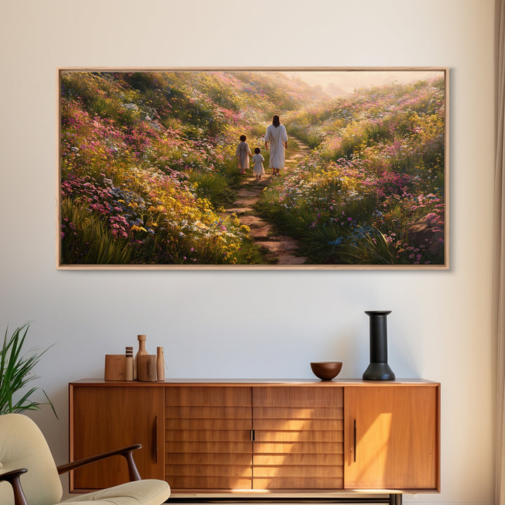 Blooming Path Grace – Framed Canvas Print – Christian Art Canvas – Christian Wall Art – Jesus Painting – Large Christian Art – Modern Chris