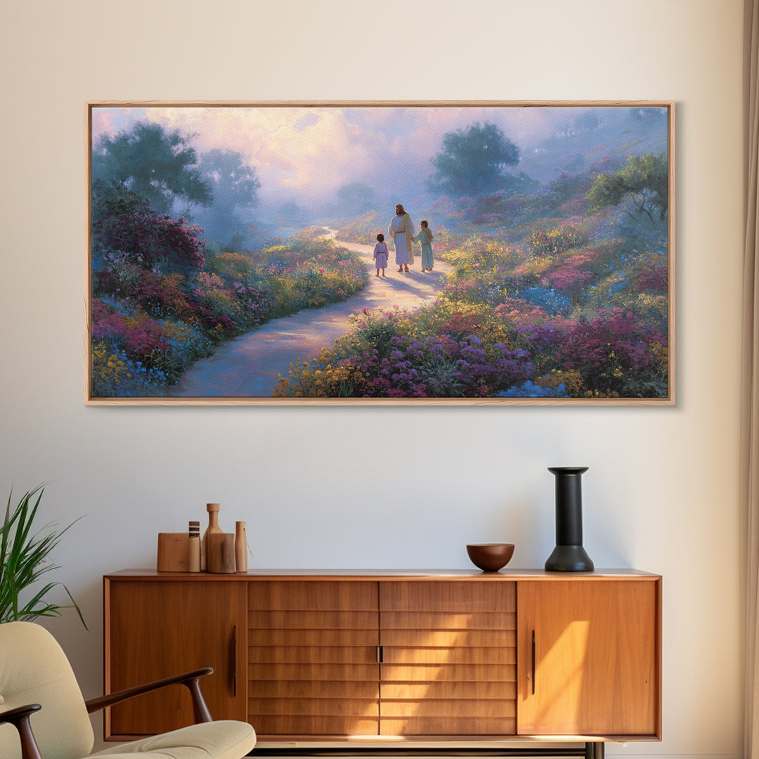 Garden Of Light | Framed Canvas Print | Christian Art Canvas | Christian Wall Art | Jesus Painting | Christian Decor | Christmas Art