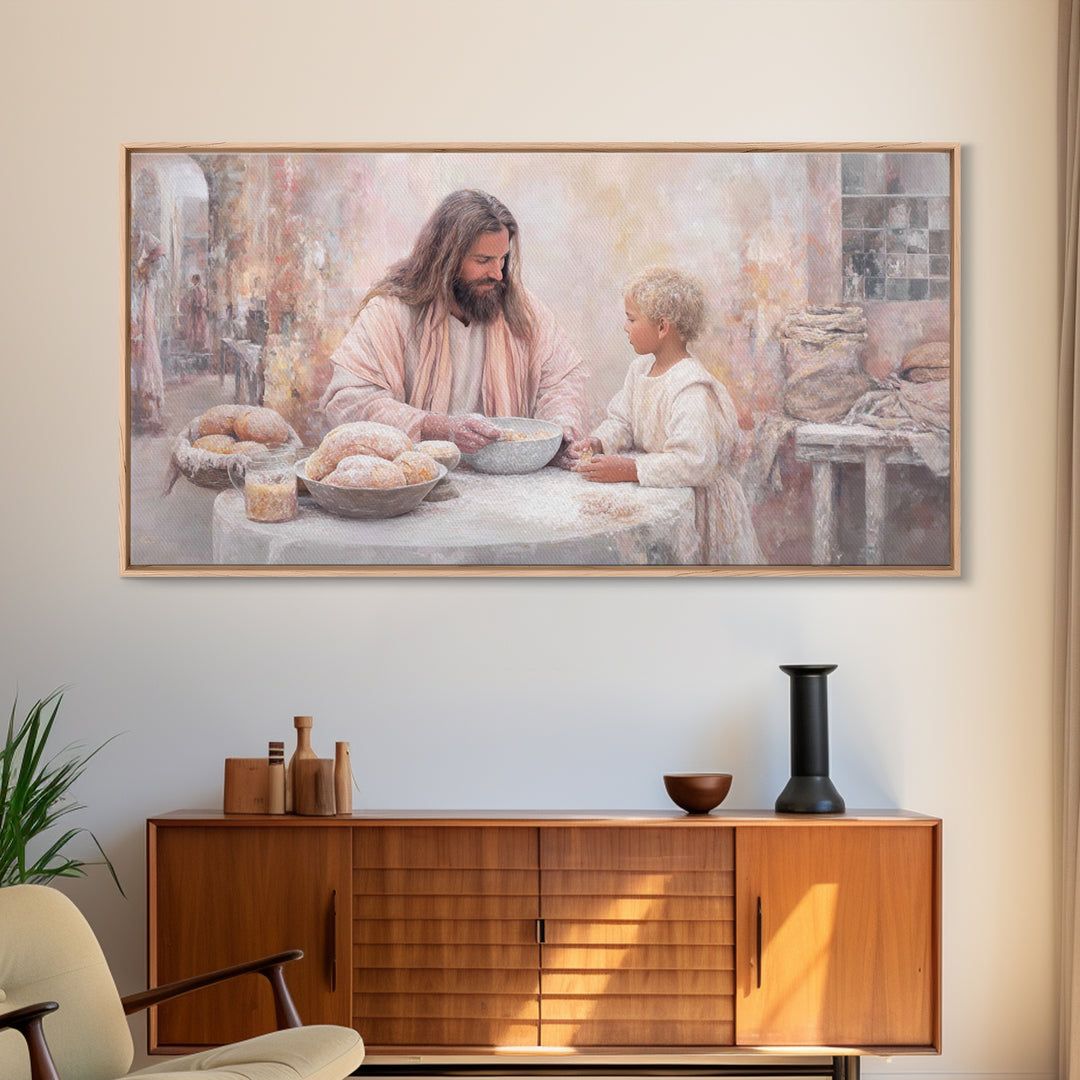 Bread Of Heaven | Framed Canvas Print | Jesus Painting | Christian Art Canvas | Christian Wall Art | Christian Decor | Christian Gift