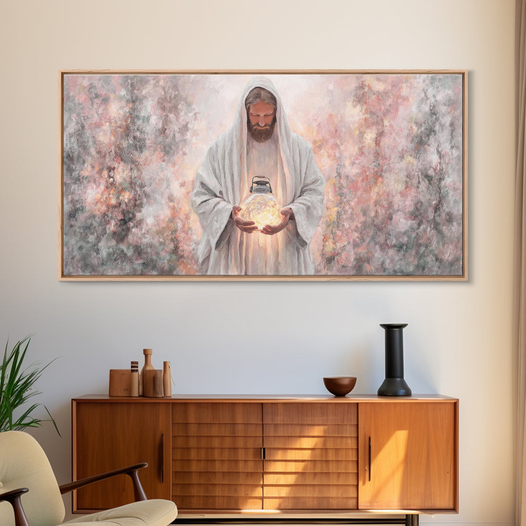 Light Of Eternity, Framed Canvas Print, Christian Wall Art, Jesus Painting, Christian Art Canvas, Christian Decor, Modern Christian Art