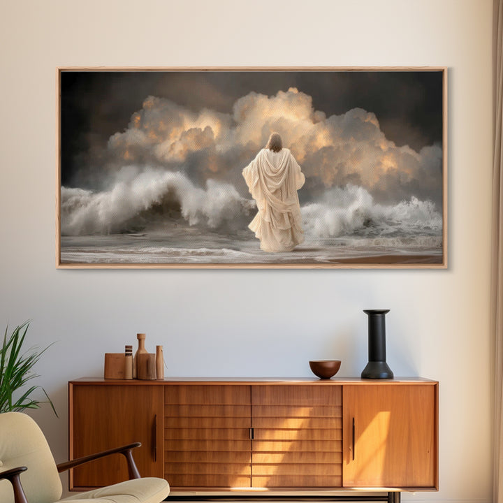 Dawn Of Mercy – Framed Canvas Print – Jesus Art Print – Christian Wall Art – Modern Christian Art – Christmas Art – Christian Gift Ideas
