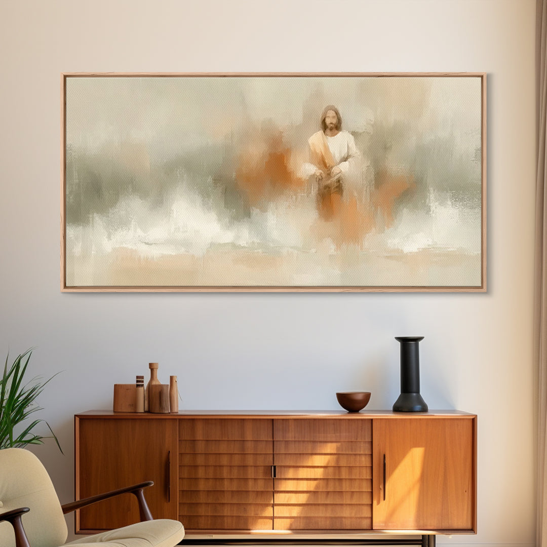 Still Waters Grace – Framed Canvas Print – Christian Art Canvas – Abstract Christian Art – Jesus Painting – Subtle Christian Art – Christia