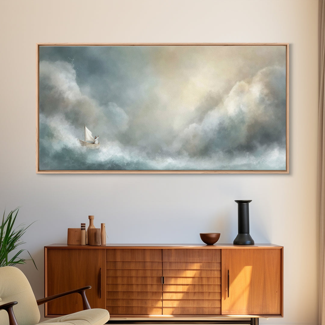 Light Of Rescue – Framed Canvas Print – Christian Wall Art – Jesus Painting – Large Christian Art – Modern Christian Painting – Christmas A