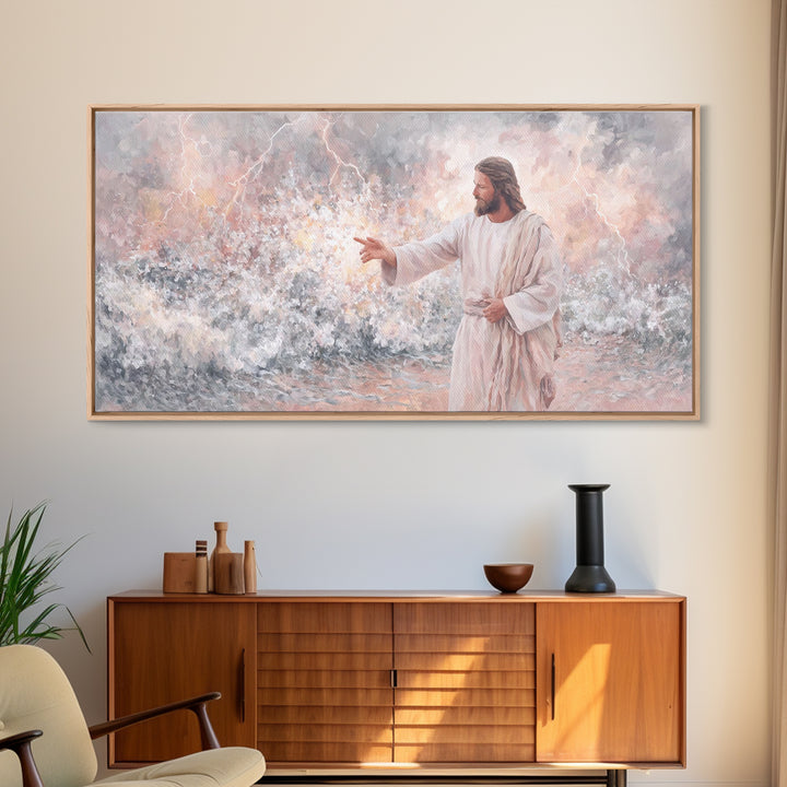 Beacon Of Authority | Framed Canvas Print | Christian Art Print | Jesus Painting | Christian Wall Art | Modern Christian Painting | Christi