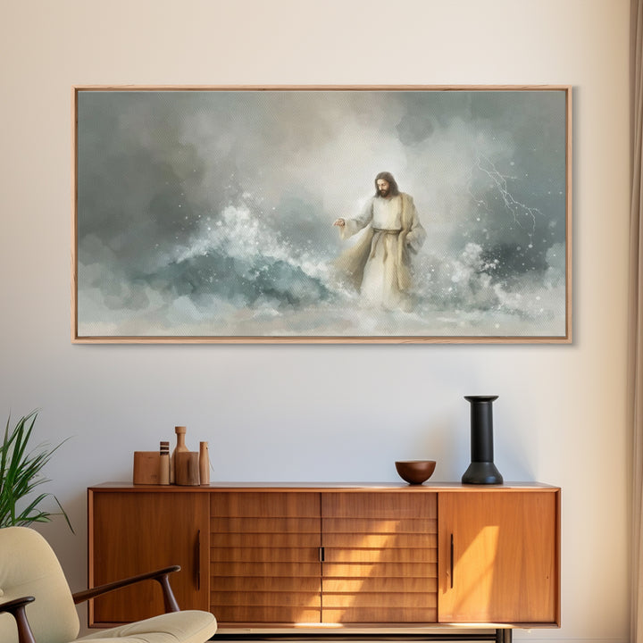 Majesty In Clouds – Framed Canvas Print – Christian Art Print – Jesus Painting – Christian Decor – Christian Art Canvas – Moody Christmas A