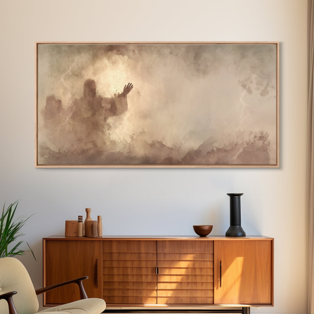 Calm Over Chaos – Framed Canvas Print – Christian Wall Art – Jesus Canvas Art – Modern Christian Art – Christian Art Prints – Christian Gif