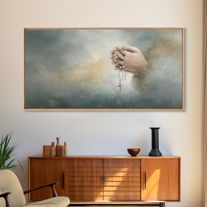 Prayerful Hands | Framed Canvas Print | Christian Wall Art | Christian Art Canvas | Christian Decor | Subtle Christian Art | Christian Art