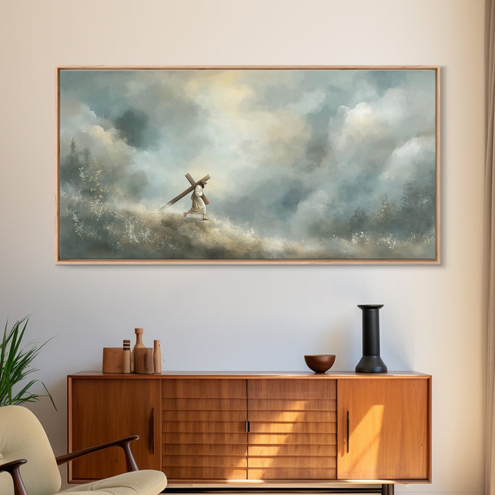 Hill Of Redemption | Framed Canvas Print | Christian Wall Art | Jesus Painting | Christian Art Canvas | Subtle Christian Art | Christian Gi