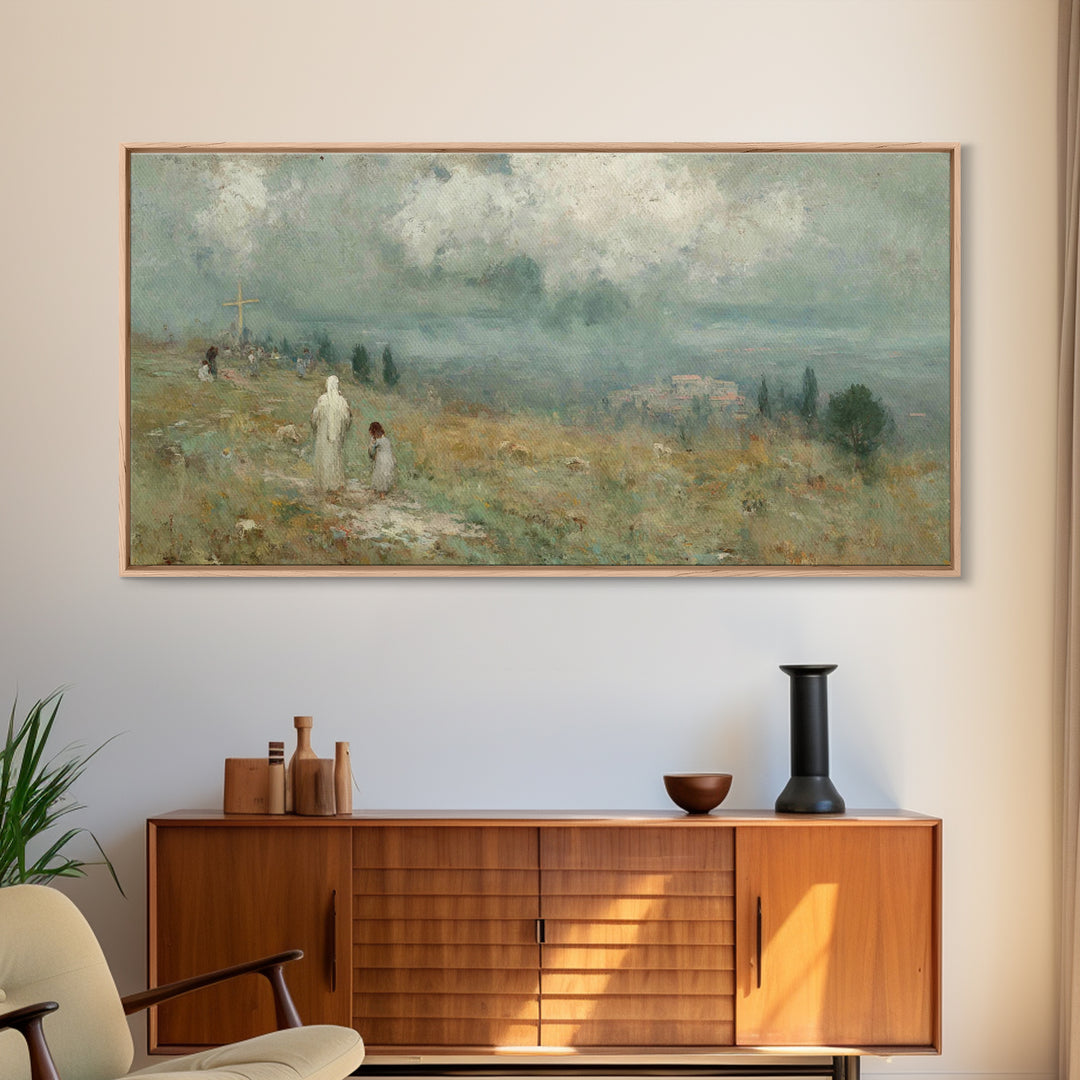 Fields Of Hope – Framed Canvas Print – Christian Christmas Art – Jesus Art Print – Christian Wall Art – Vintage Christian Art